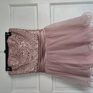 Pink Sequin Strapless Dress